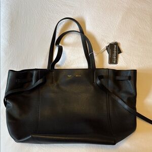 Authentic Celine Black Grained Calfskin Belt Cabas Phantom Tote- Medium